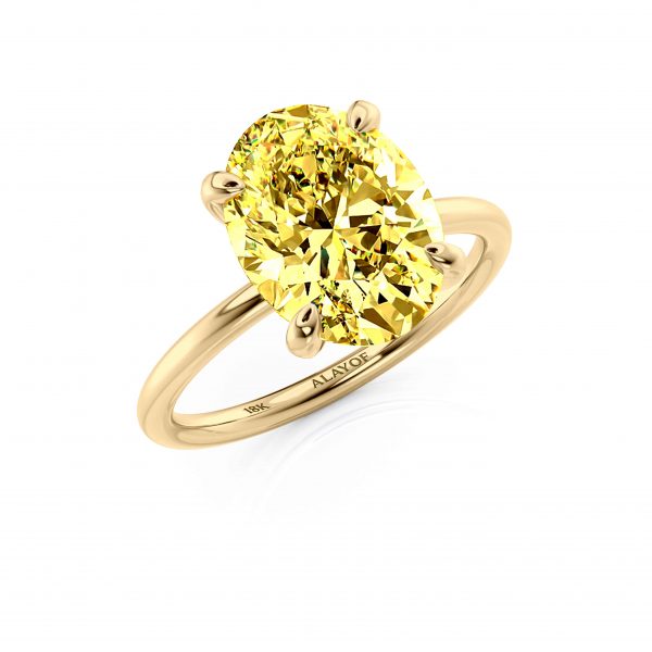 טבעת אירוסין סוליטר אובל יהלום צהוב